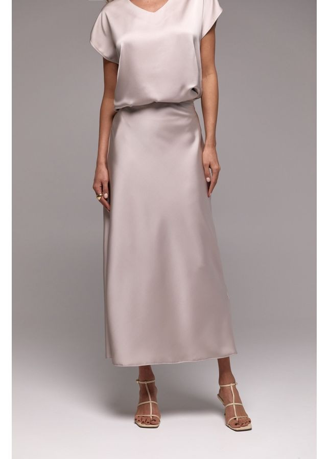 Бежевая праздничный юбка из шелка-сатина – плавный силуэт (3012) Triko Bakh