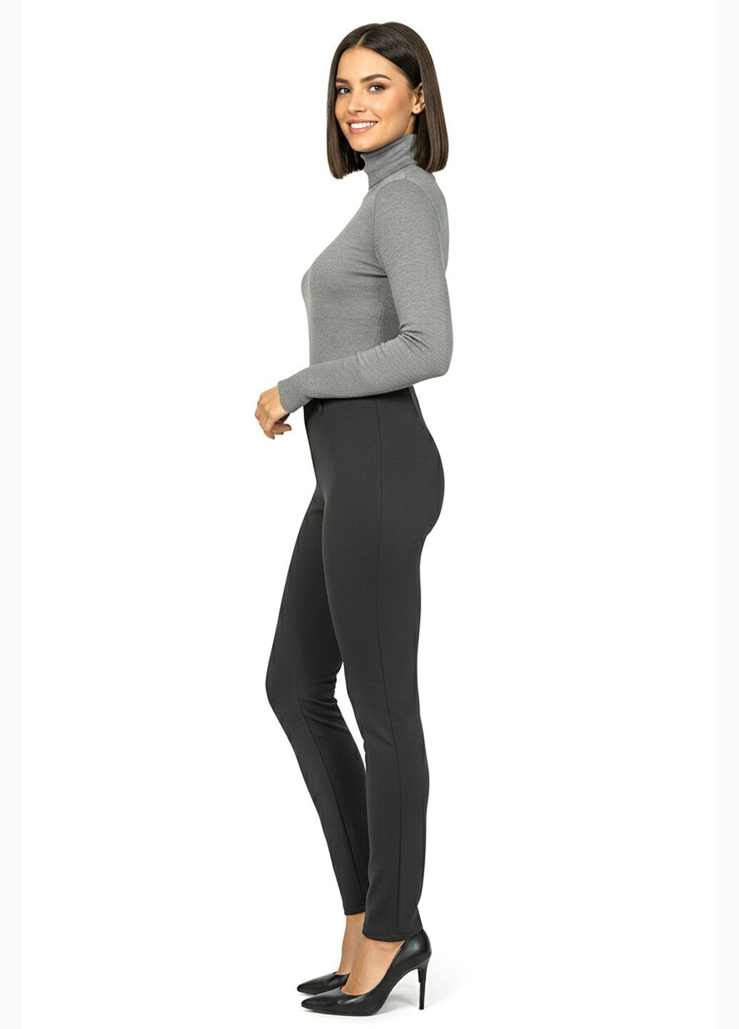 Женские демисезонные брюки с завышенной талией FV-122943-1 Черный Forza Viva (363261586)