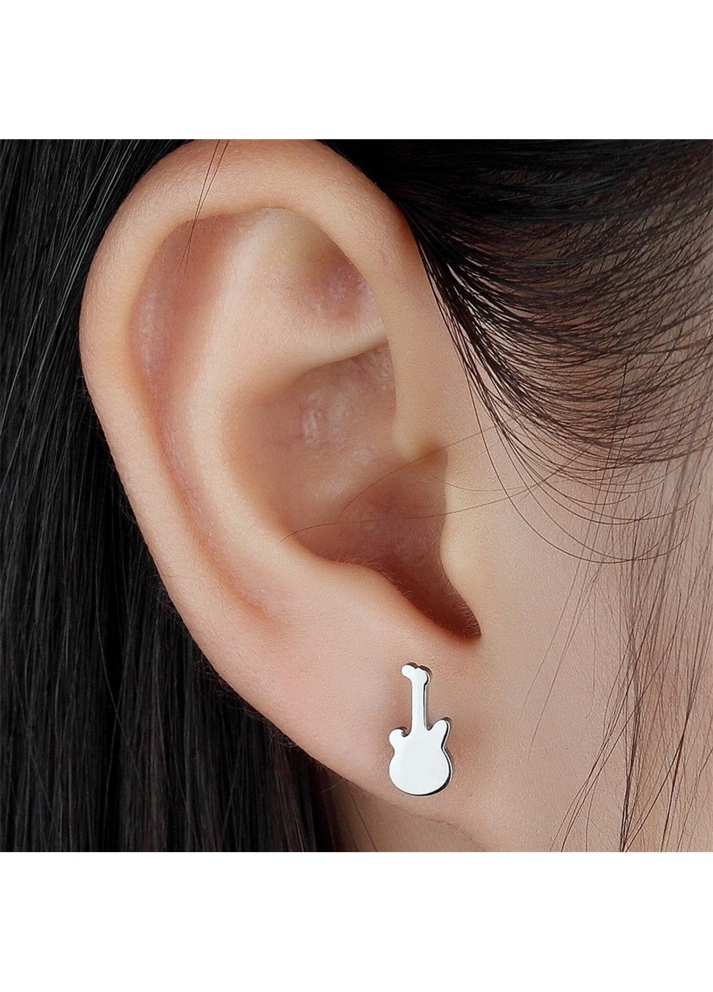 Сережки гітара з нержавіючої медичної сталі ES-114 No Brand (299330459)