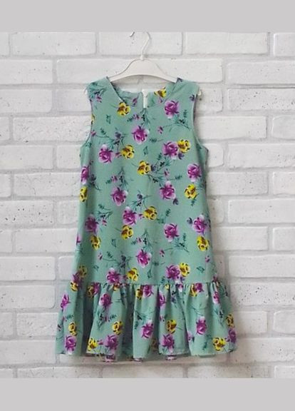 Зелёное зеленое детское платье без рукава на молнии шифон для девочки No Brand (336549234)