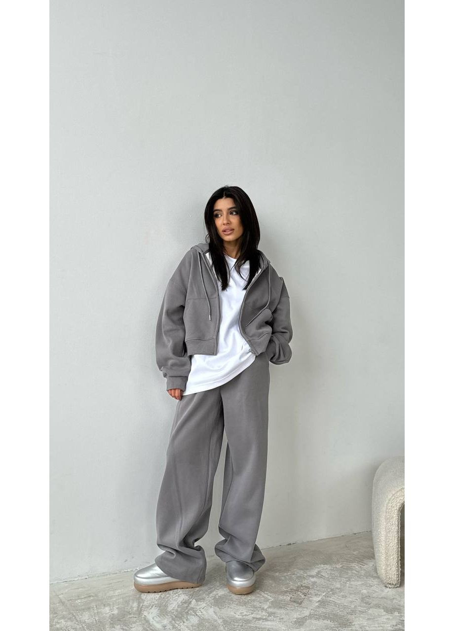 Жіночий спортивний костюм на флісі: зіп худі та штани палаццо MonCher (353689613)