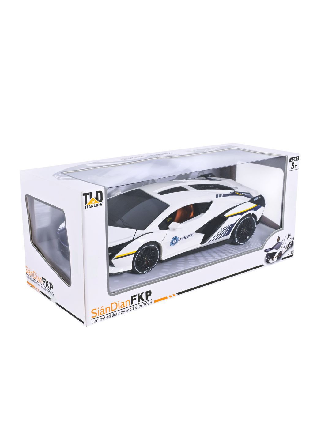 Полицейская гоночная машинка со световыми эффектами на батарейках - No Brand 607A (371927122)