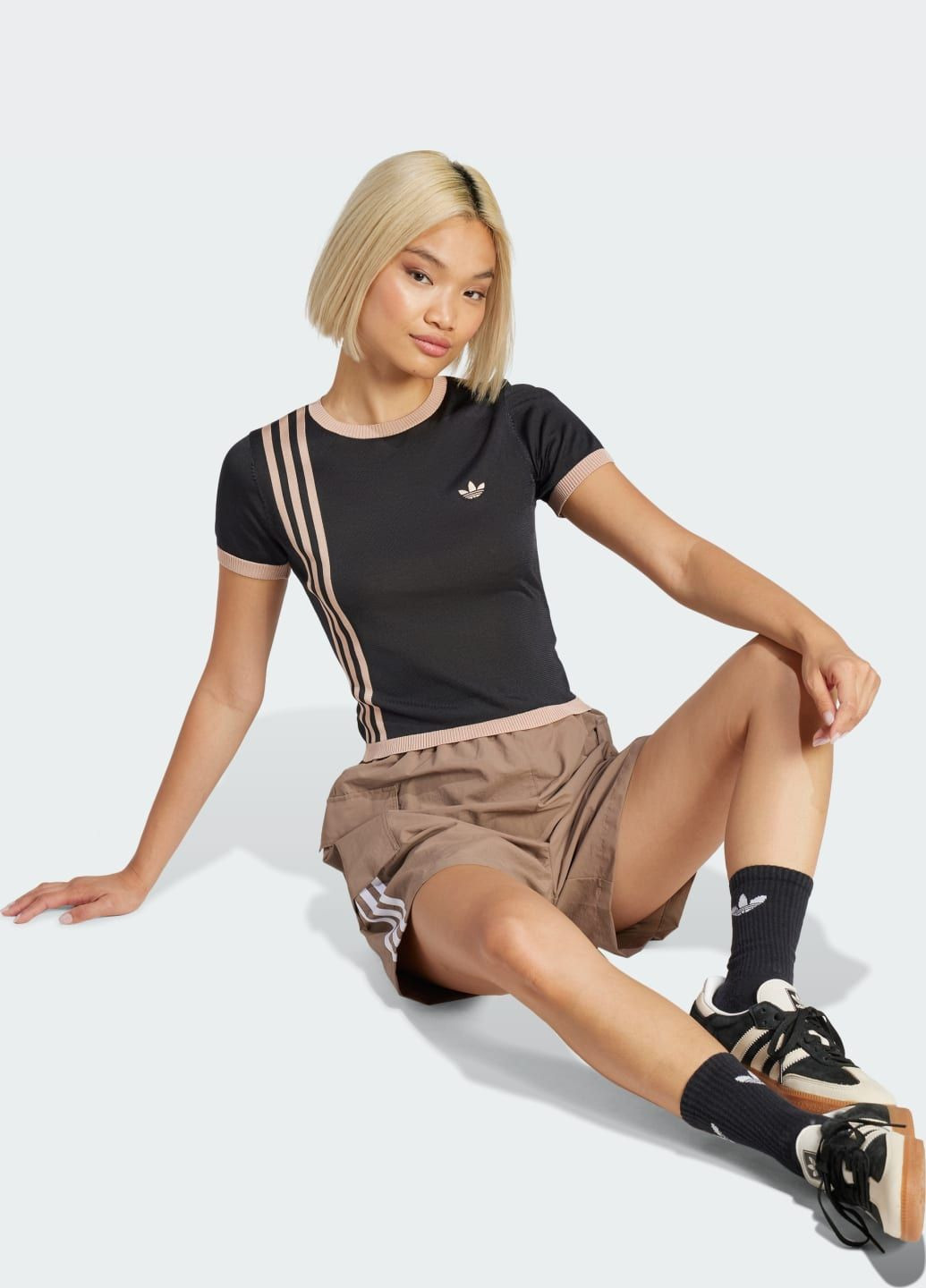 Футболка Knitted 3-Stripes Short adidas - (315363472)