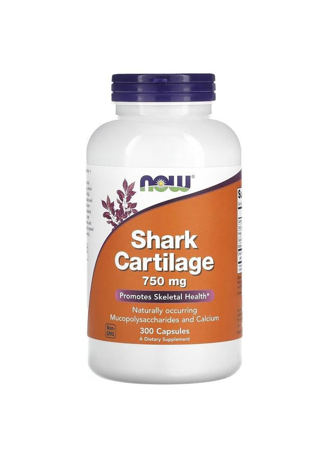 Препарат для суставов и связок Shark Cartilage 750 mg, 300 капсул Now (334891320)