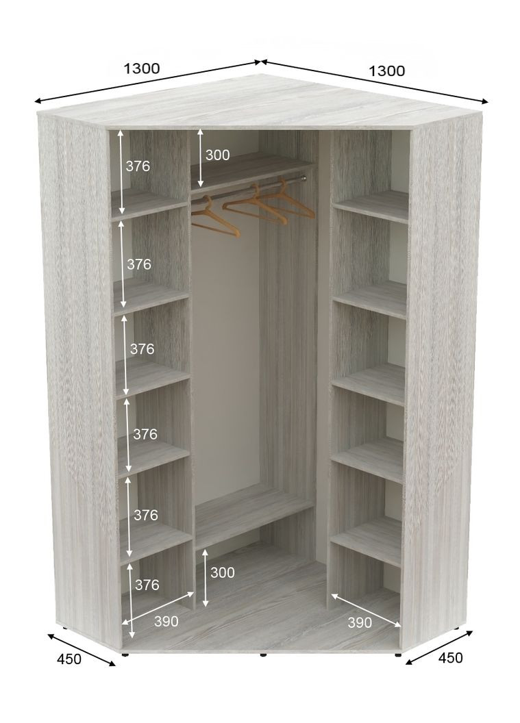 Шафа-купе дводверна кутова 130*130*230 Сосна Натті Дзеркало з піскострумним малюнком Угол-3 Алекса (360435469)