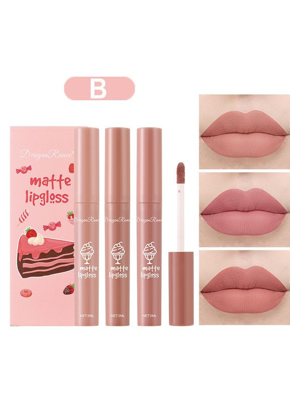 Набір водостійких рідких матових помад Matte Lipgloss B 3 шт Dragon Ranee (314933561)