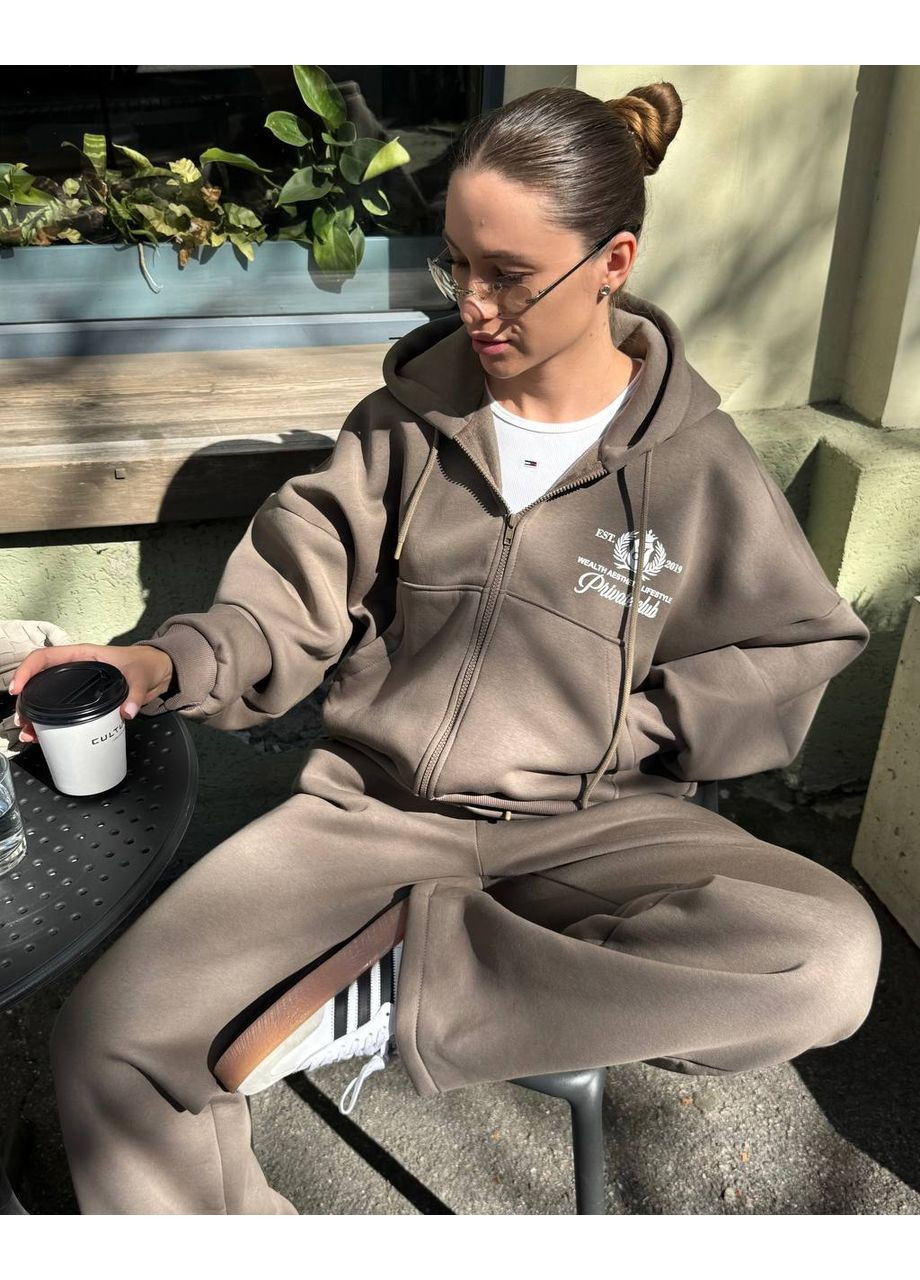 Жіночий костюм з тринитки на флісі з капюшоном No Brand (365804759)