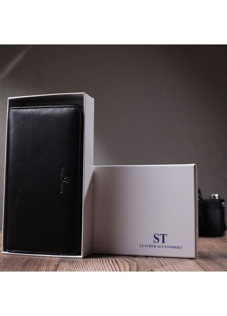 Сумка клатч з ремінцем на руку із натуральної шкіри чоловіча для телефону маленька Чорний 40203 st leather (361348663)