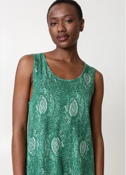 Зеленое пляжное платье а-силуэт Indiska турецкие огурцы