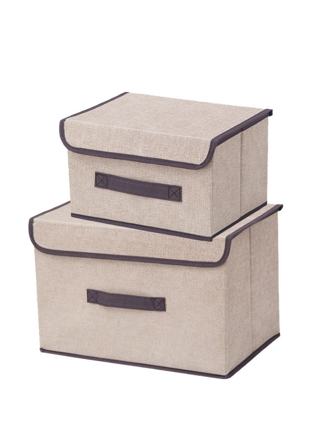 Короб-органайзер для зберігання з кришкою 26 × 18.5 × 16 см Бежевий (ОД-109-01) No Brand (371809839)