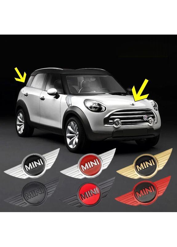 Эмблема передняя, задняя золотая+черный 114x49мм металл (на скотче) Mini (369611901)