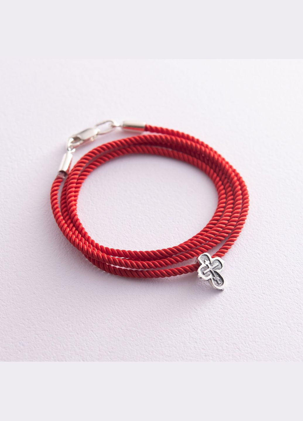 Шелковый шнурок с серебряной гладкой застежкой (2мм) 18453 35 Oniks (264022481)