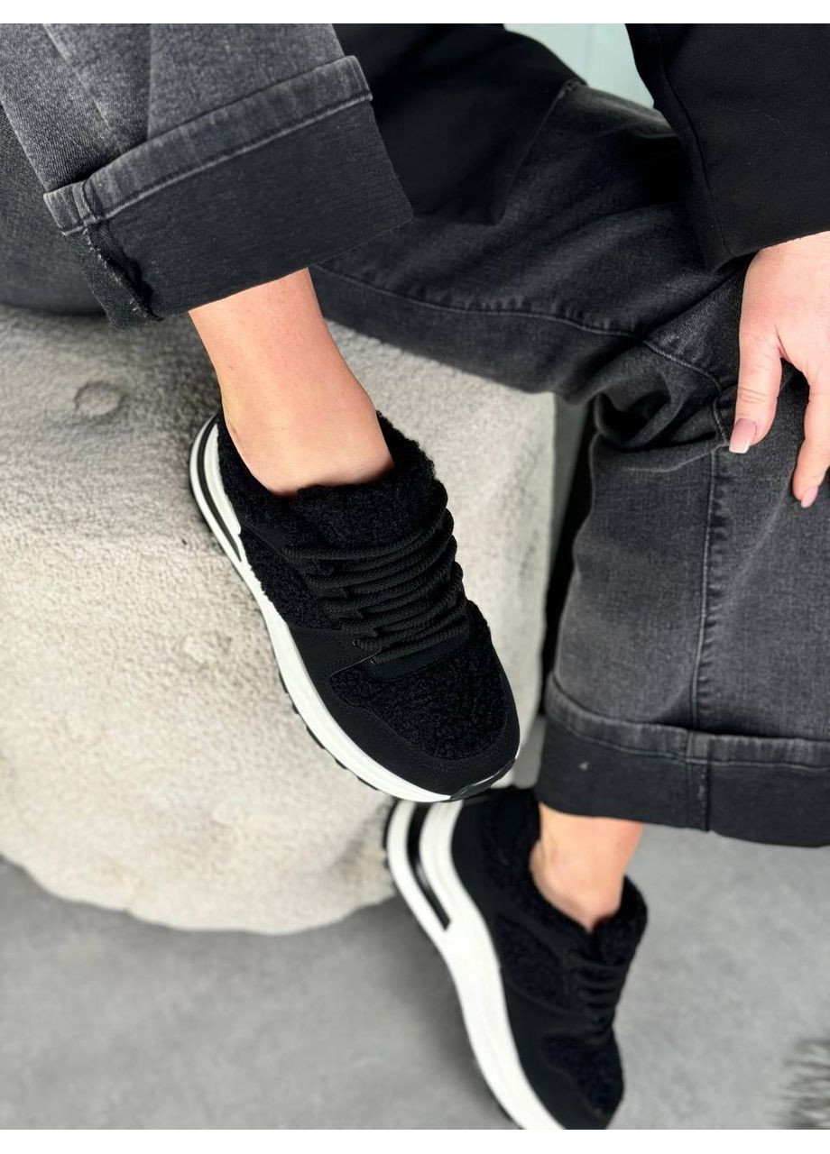 Комфортные женские кроссовки No Brand чёрные зима (367684601)