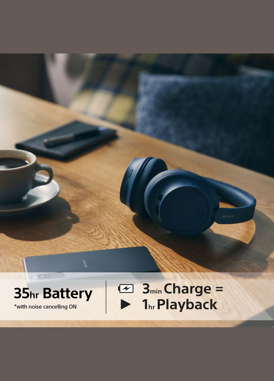 Наушники Overear WH-CH720N BT 5.2, ANC, SBC, AAC, Wireless, Mic, Синий Sony (314779344)