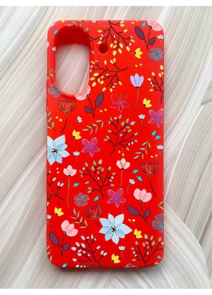 Матовий червоний чохол на Xiaomi Redmi 13C / Poco C65 Квітковий фон (принт 267) Creative (355394238)