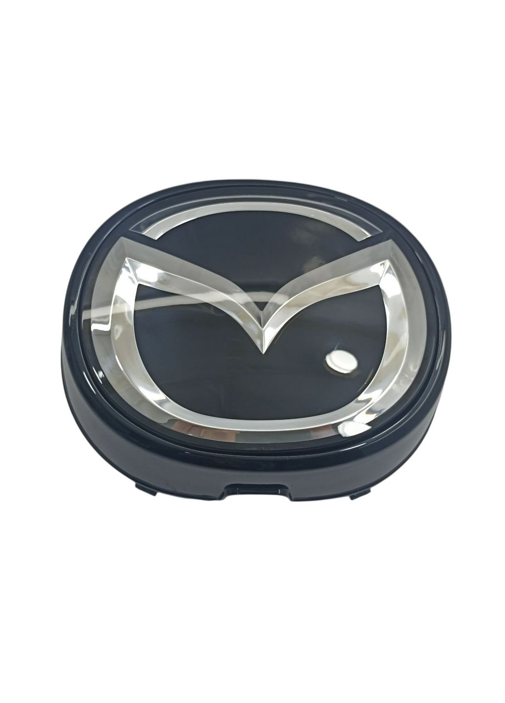 Емблема решітки 6 (2020-2024р) чорна+хром 196х160 мм під склом (з отвором для камери) Mazda (369610540)