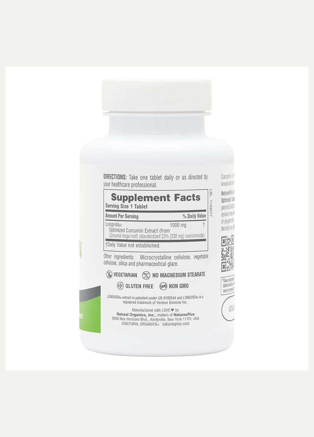 , Pro Longvida Curcumin 1000, 30 таб, для імунитету, для травлення, для суглобів, антиоксидант, протизапальне Natures Plus (315762855)