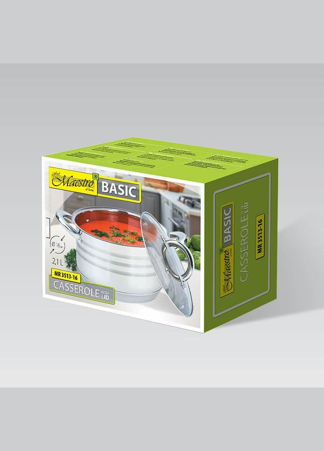 Каструля нержавійка з кришкою 16 см, 2.1 л (MR-3513-16) Maestro (334712830)