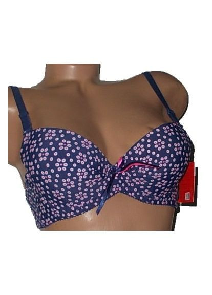 Синій бюстгальтер потрійний пуш-ап чашка а No Brand з кісточками
