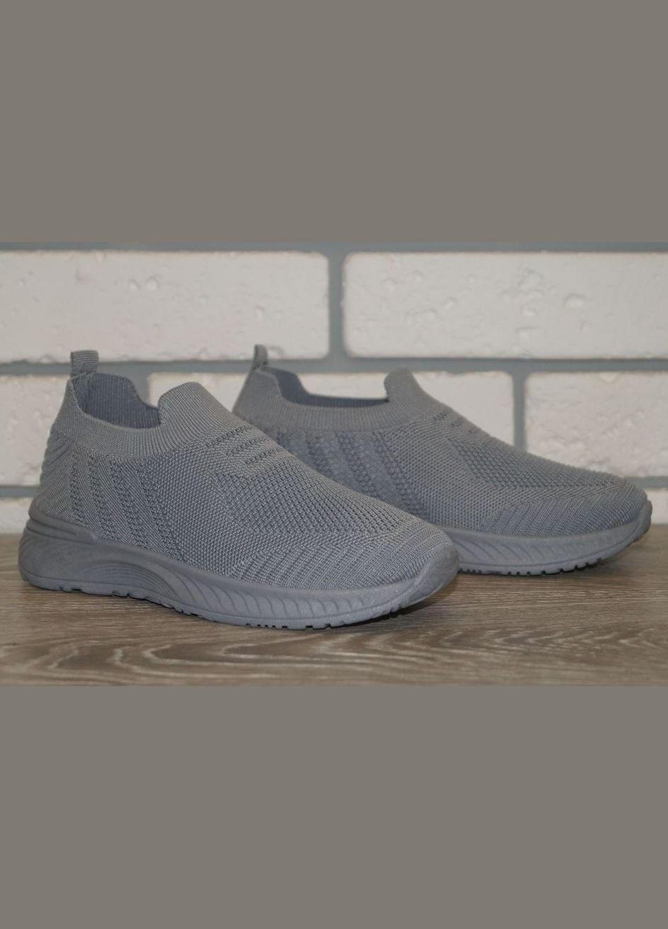 Сірі осінні кросівки дитячі текстильні без шнурків Yalike