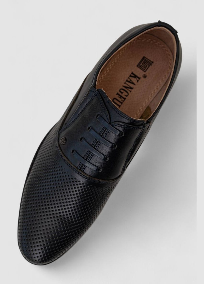 Темно-синие повседневные туфли мужские с перфорацией, 243rc1595 KangFu без шнурков