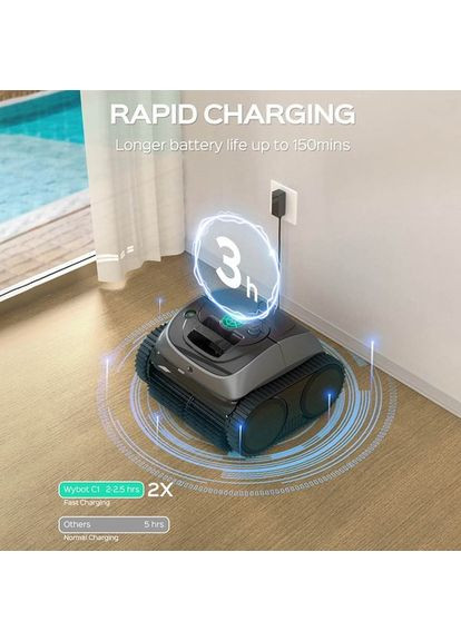 Бездротовий роботизований очищувач басейнів C1, час роботи 150 хв Wybot (354338213)