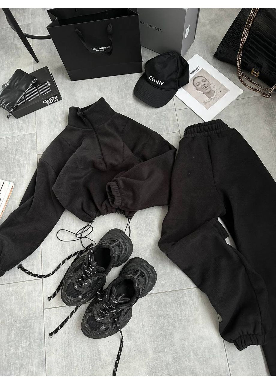 Теплый женский костюм свободный крой двусторонний флис No Brand (363983133)