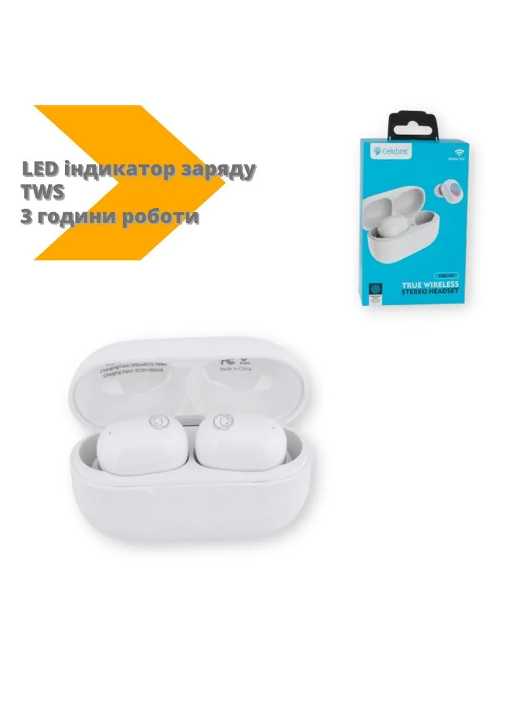Блютуз стерео гарнитура Celebrat TWS-W7 30 mAh 3 часа (ЦУ-00032201_685) XPRO (392923424)