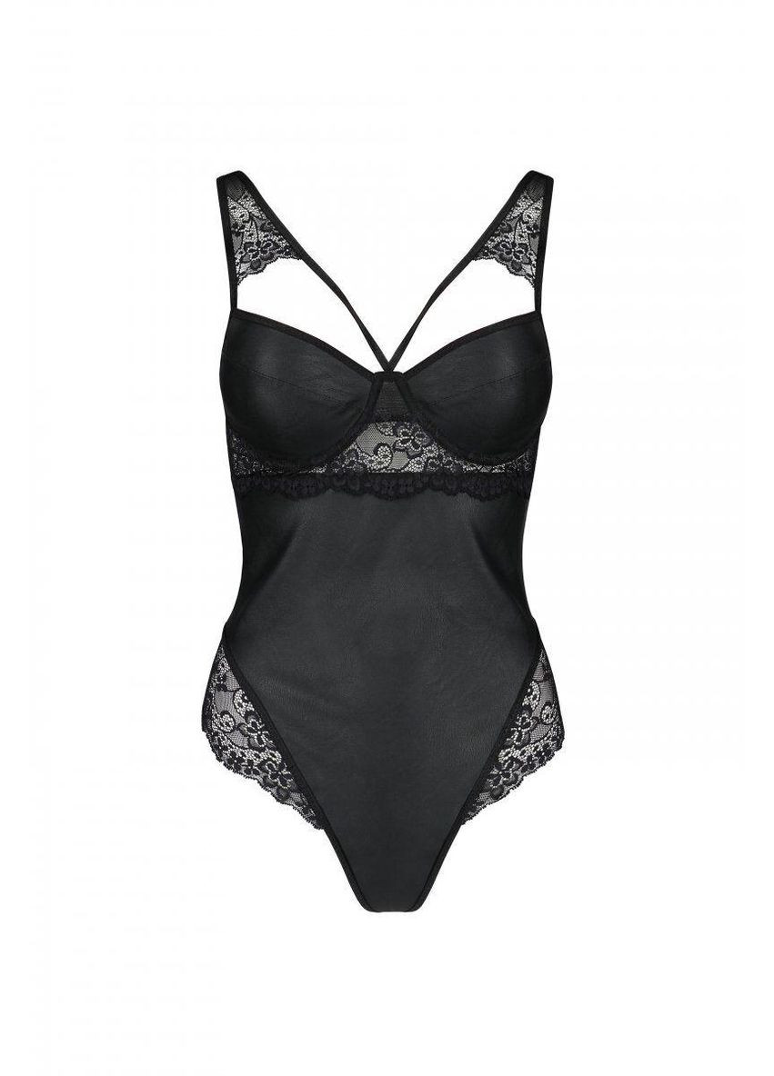 Боді з еко-шкіри і мережива Loona Body black S/M - Passion (303888885)
