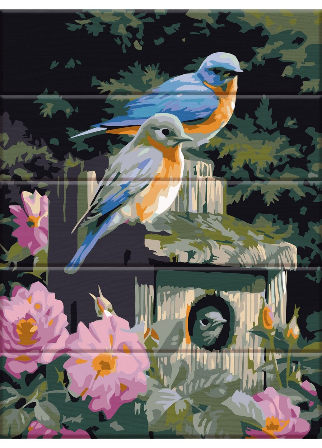 Картина по номерам на дереве "птахи в кольорах" ArtStory (282593469)