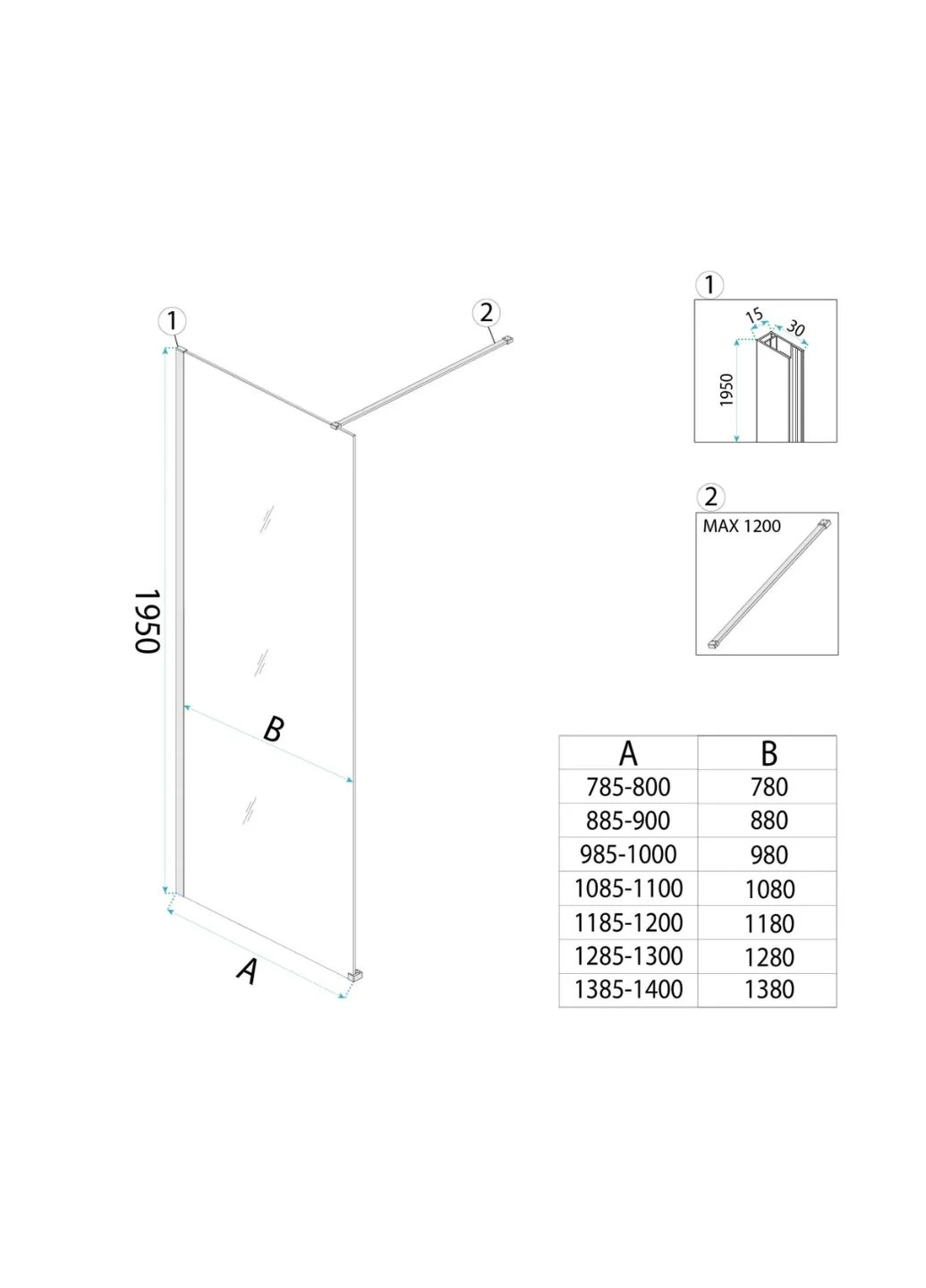 Душевая стенка FLEXI 140 TRANSPARENT BRUSHED COPPER Rea (386207864)