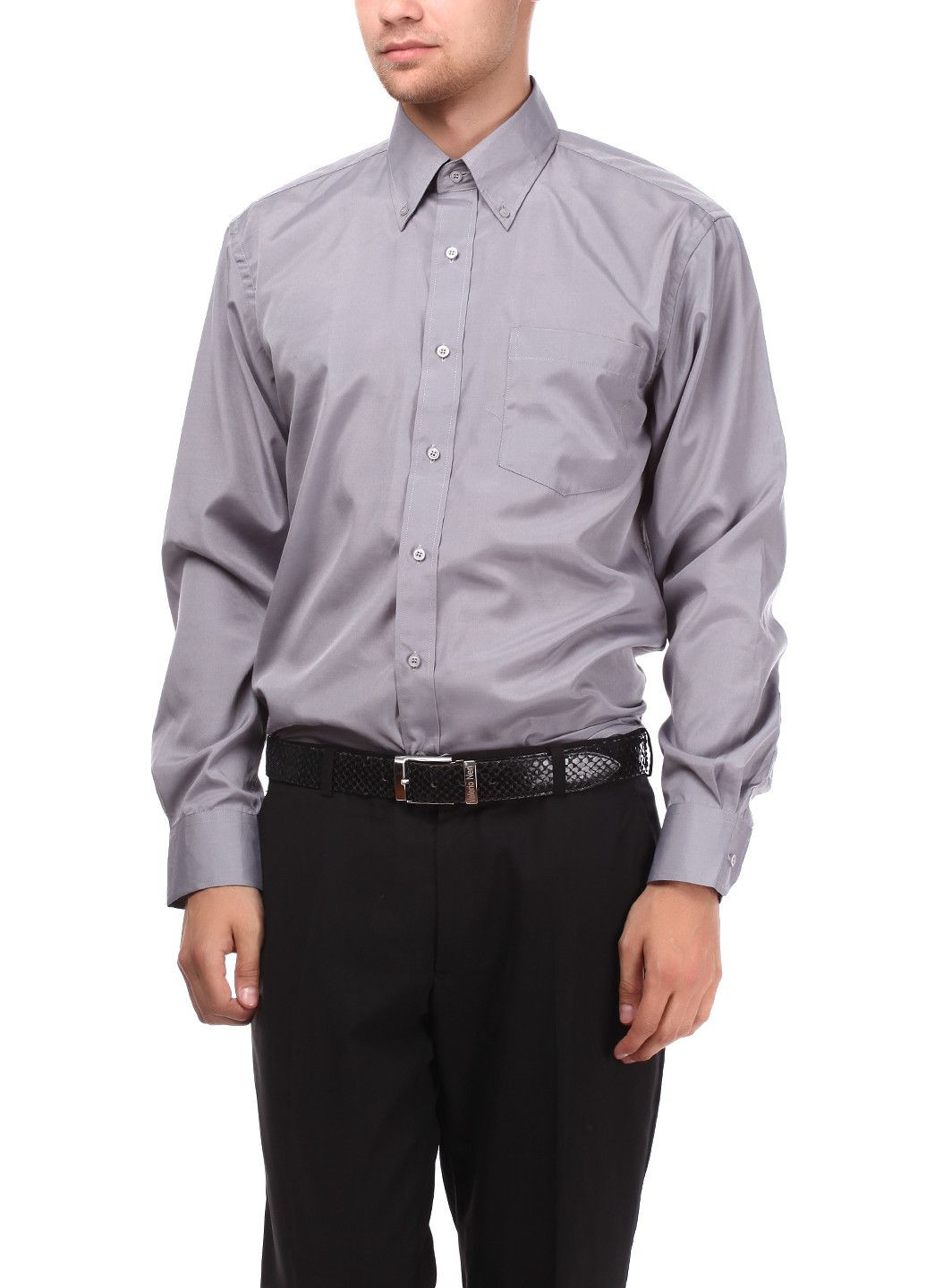 Темно-серая повседневный рубашка однотонная Aldo & Co