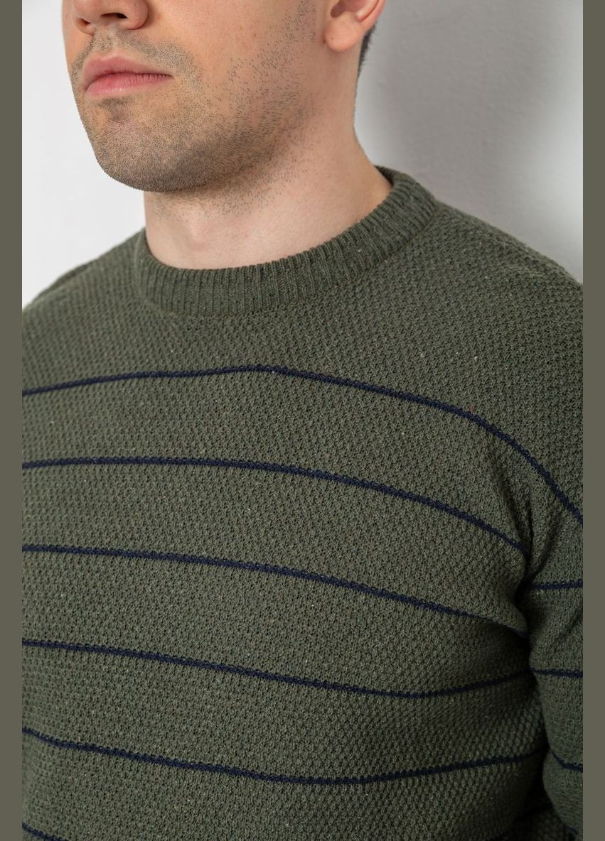 Оливковий (хакі) светр чоловічий в смужку,, 161r1057 Ager