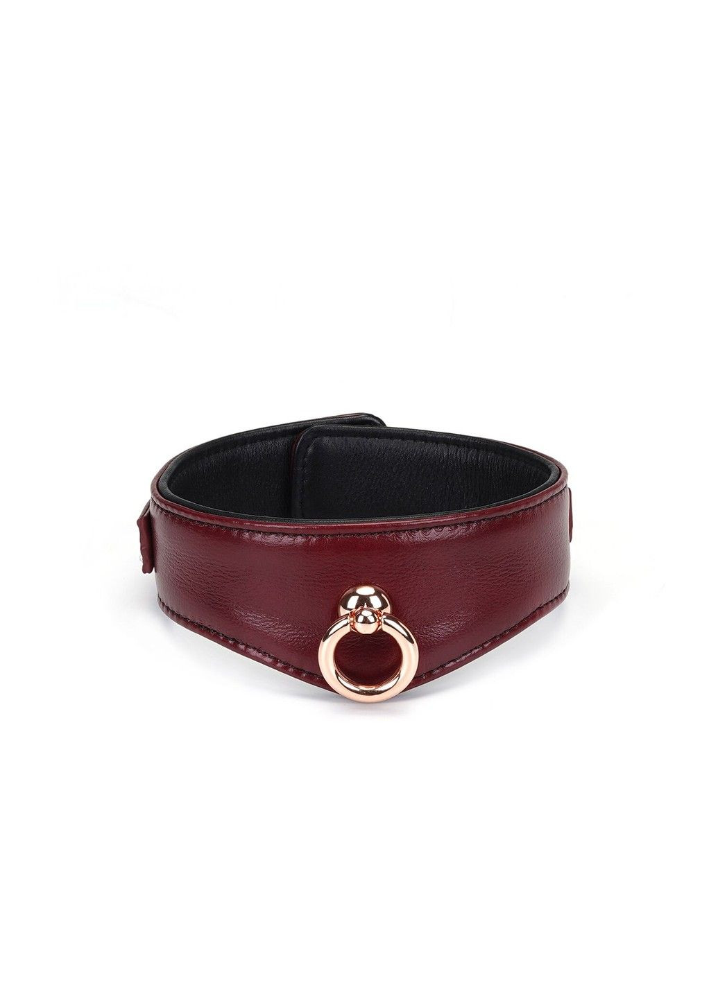 Кожаный ошейник с поводком Wine Red Curved Collar, замок-сердечко Liebe Seele (345708492)