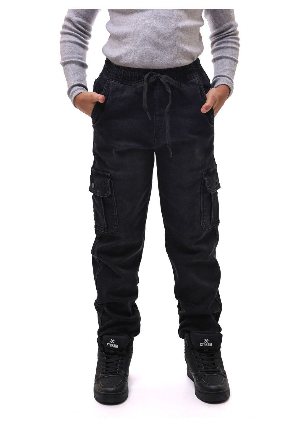 Серые джинсы для мальчика подростка CACEEK