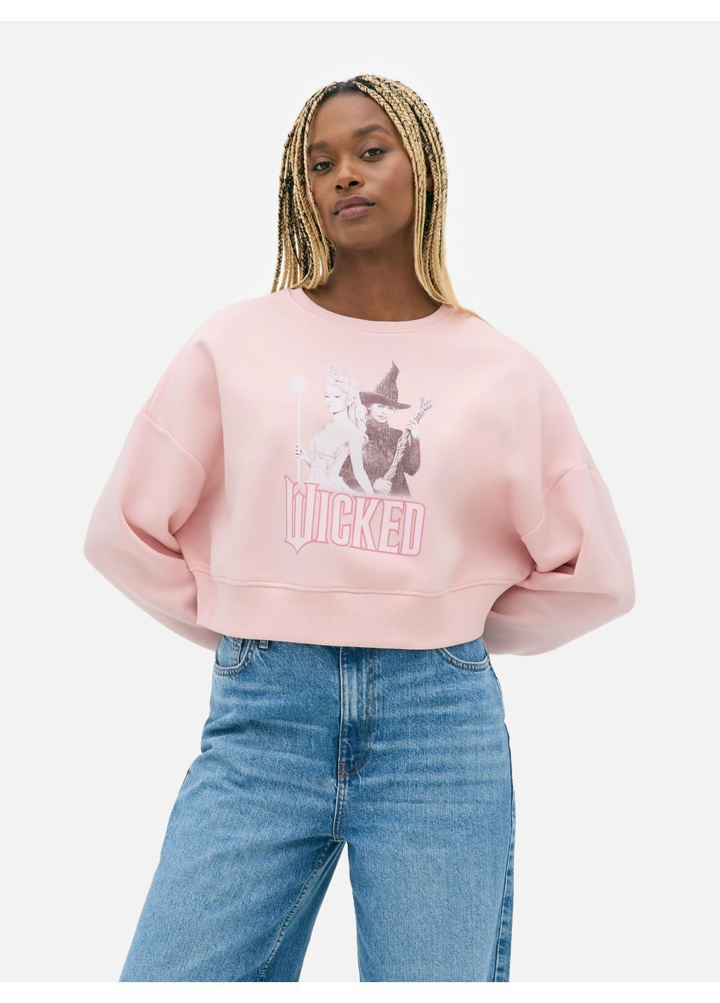 Світло-рожевий світшот фліс,світло-рожевий з принтом, Primark (366028704)