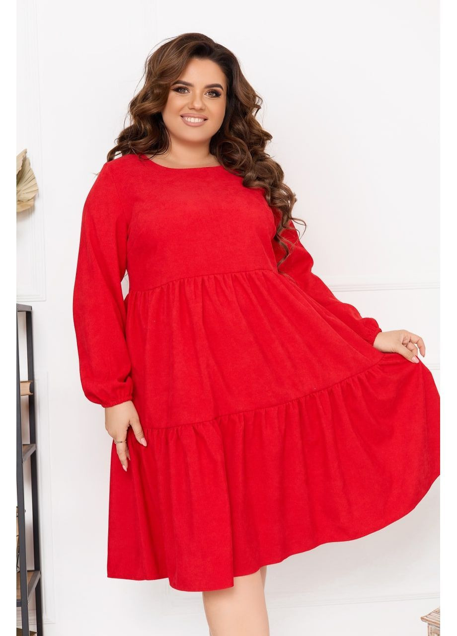 Красное праздничный, повседневный, кэжуал женское платье из микровельвета No Brand однотонное