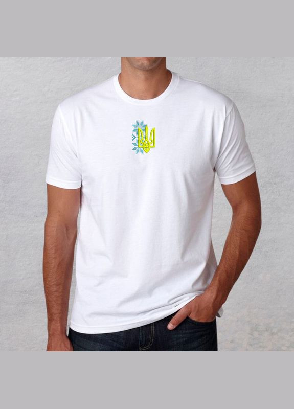 Біла футболка з вишивкою тризуба 01-8 чоловіча (644815-15-4) No Brand