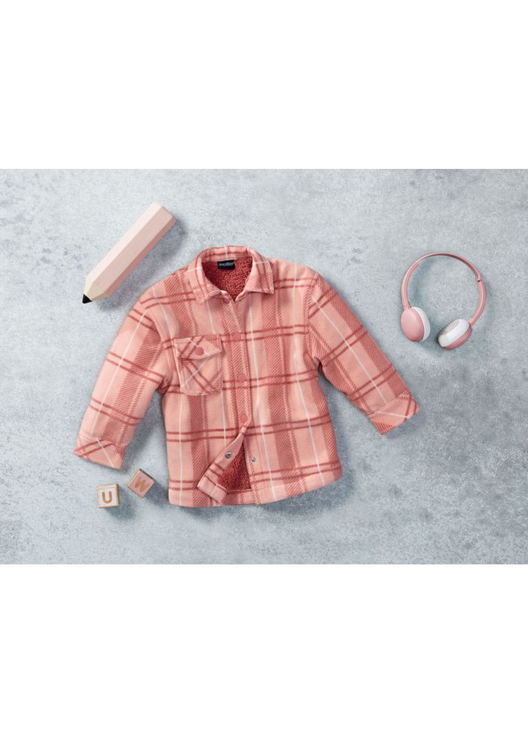 Рожева демісезонна куртка демісезонна-сорочка на плюшевій підкладці для дівчинки lidl 411740 рожевий Lupilu