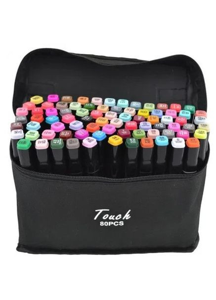 Скетч маркери спиртові Coco 80 шт фломастери для скетчингу за номерами Чорний корпус Touch (302890907)