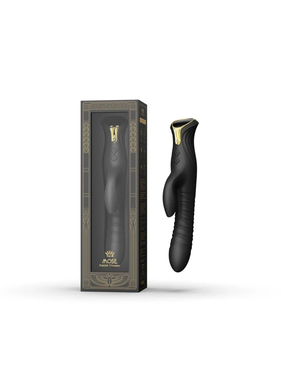 Пульсатор-кролик с вибрацией Mose Obsidian Black, нагрев до 42°, кристалл Swarovski Zalo (383104756)