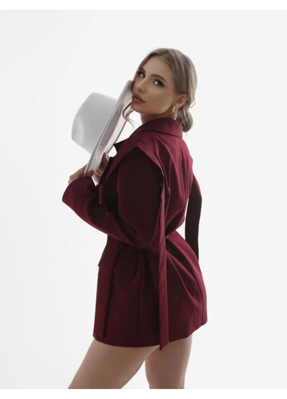 Бордова повсякденний жіноча сукня-піджак Україна однотонна