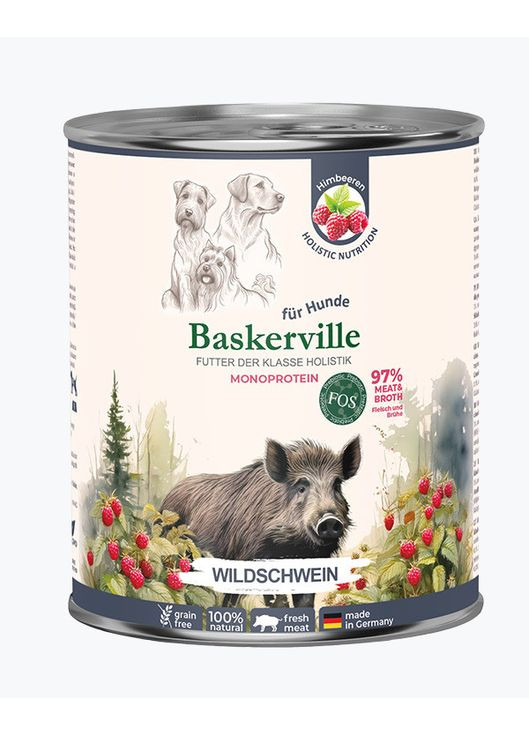 ДИКИЙ КАБАН. Полнорационный влажный корм класса холистик для собак, 800Г Baskerville (368894044)