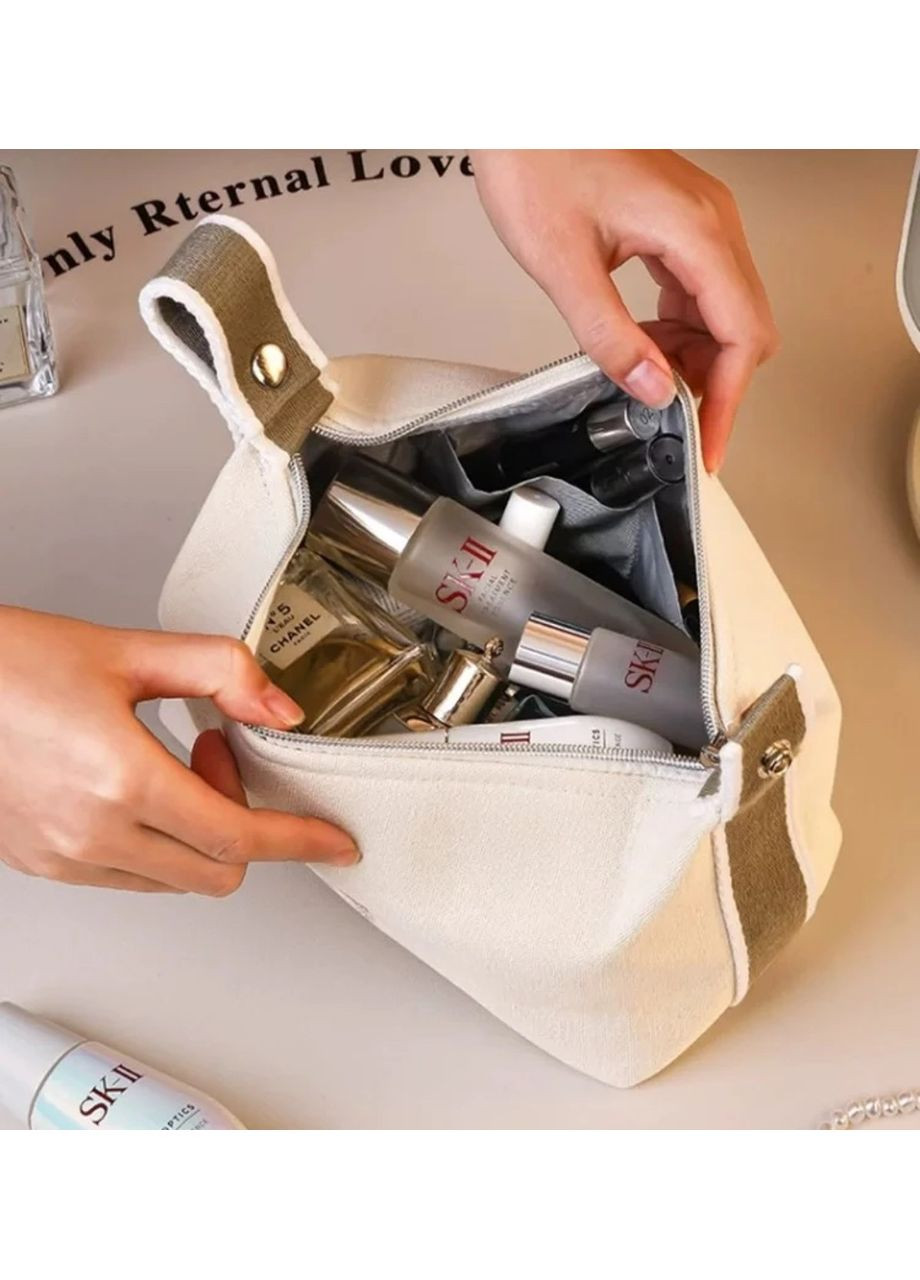 Стильная минималистичная текстильная косметичка в стиле Hermès молочная No Brand (330574252)