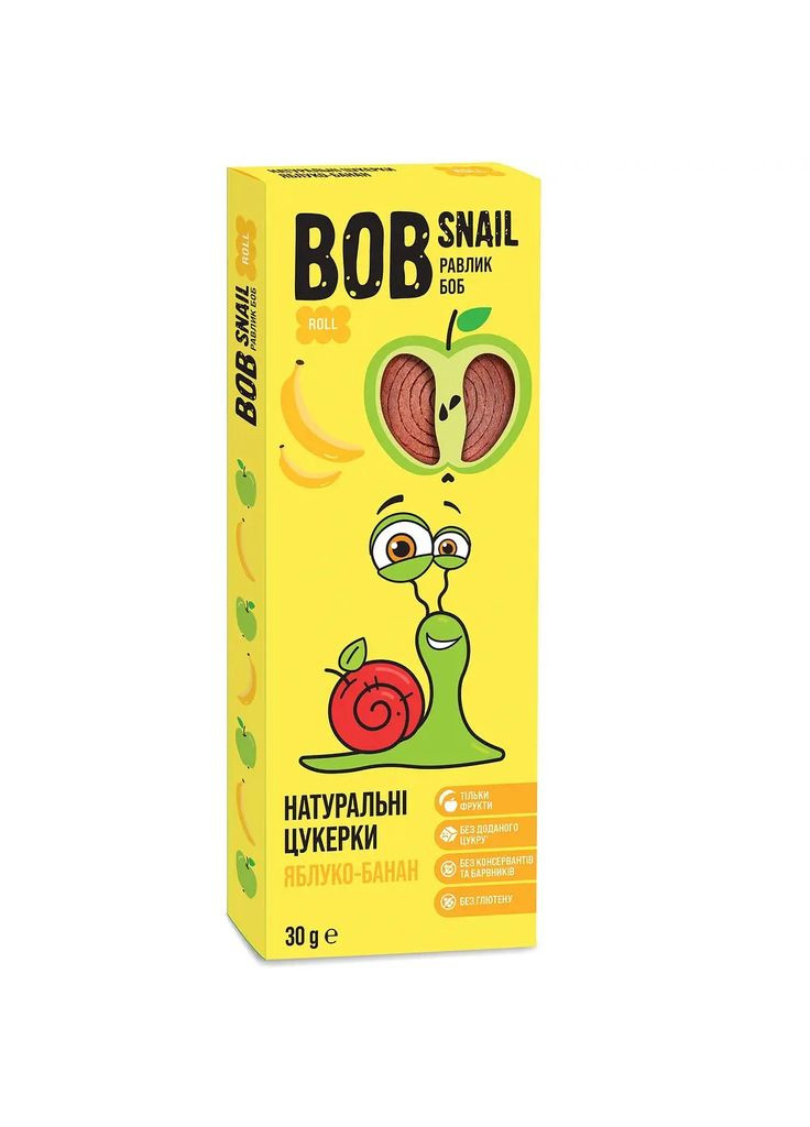Натуральні цукерки яблуко-банан 30г Bob Snail (370150637)