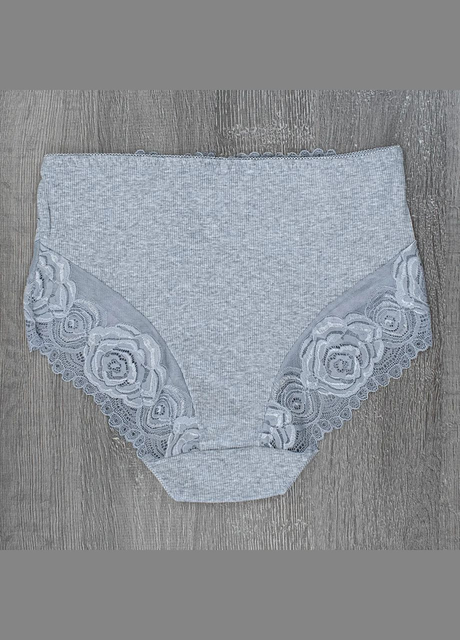 Трусы больших размеров из натурального хлопка в рубчик с кружевными вставками комплект 4 шт No Brand Сліп (316080450)