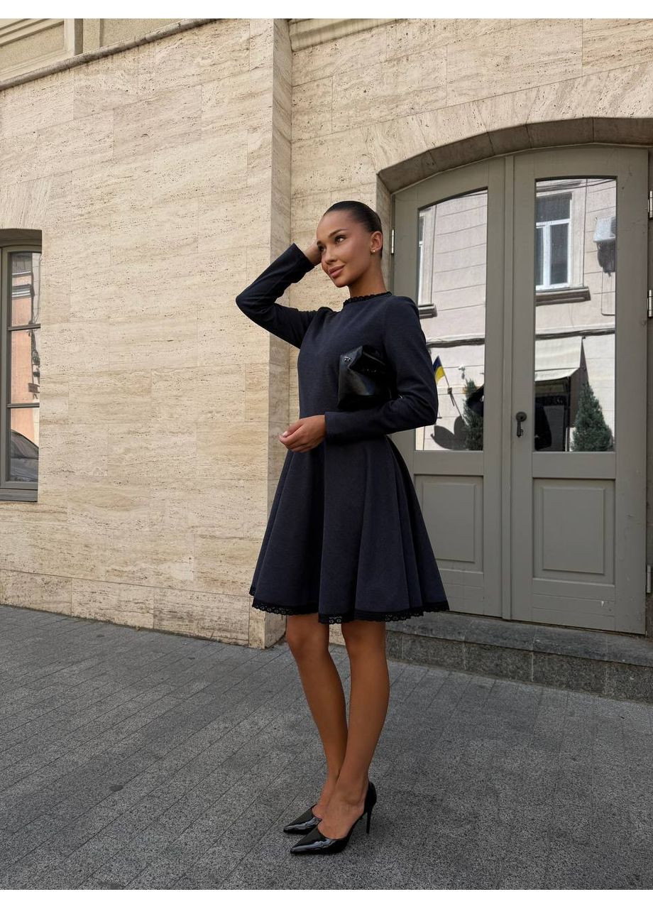 Темно-синя святковий, повсякденний жіноча сукня кльош Avanti однотонна