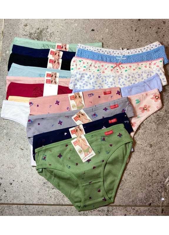 Набір жіночих трусів«Мікс 7 шт» — бавовна, принти, мереживо мікс набір трусиків сліп та стрінги UOKIN Сліп та стрінги (370368941)