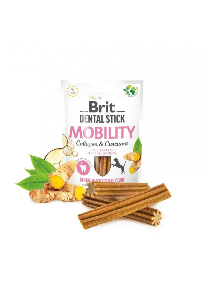 Лакомство Brit Dental Stick Mobility для взрослых собак с коллагеном и куркумой для мобильности суставов 7 шт 251 г Brit Care (377092511)