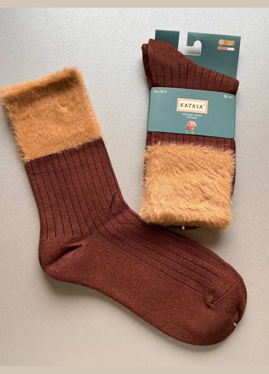 Темно-коричневі 1 пара високі кашемірові теплі і не товсті шкарпетки (314984189)